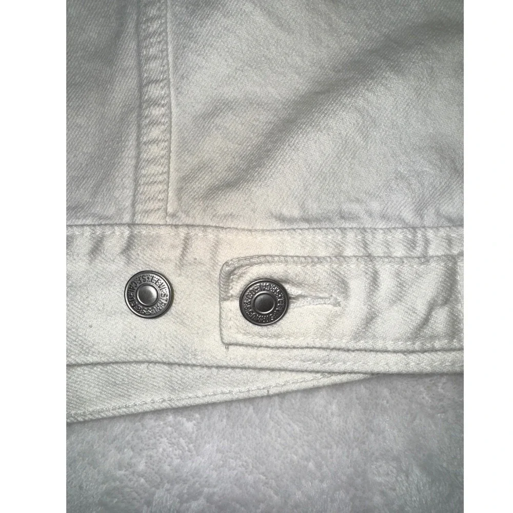 Levis Mens Trucker Jacket Cream Off White Denim Button Up Coat Size Medium - Picture 16 of 16